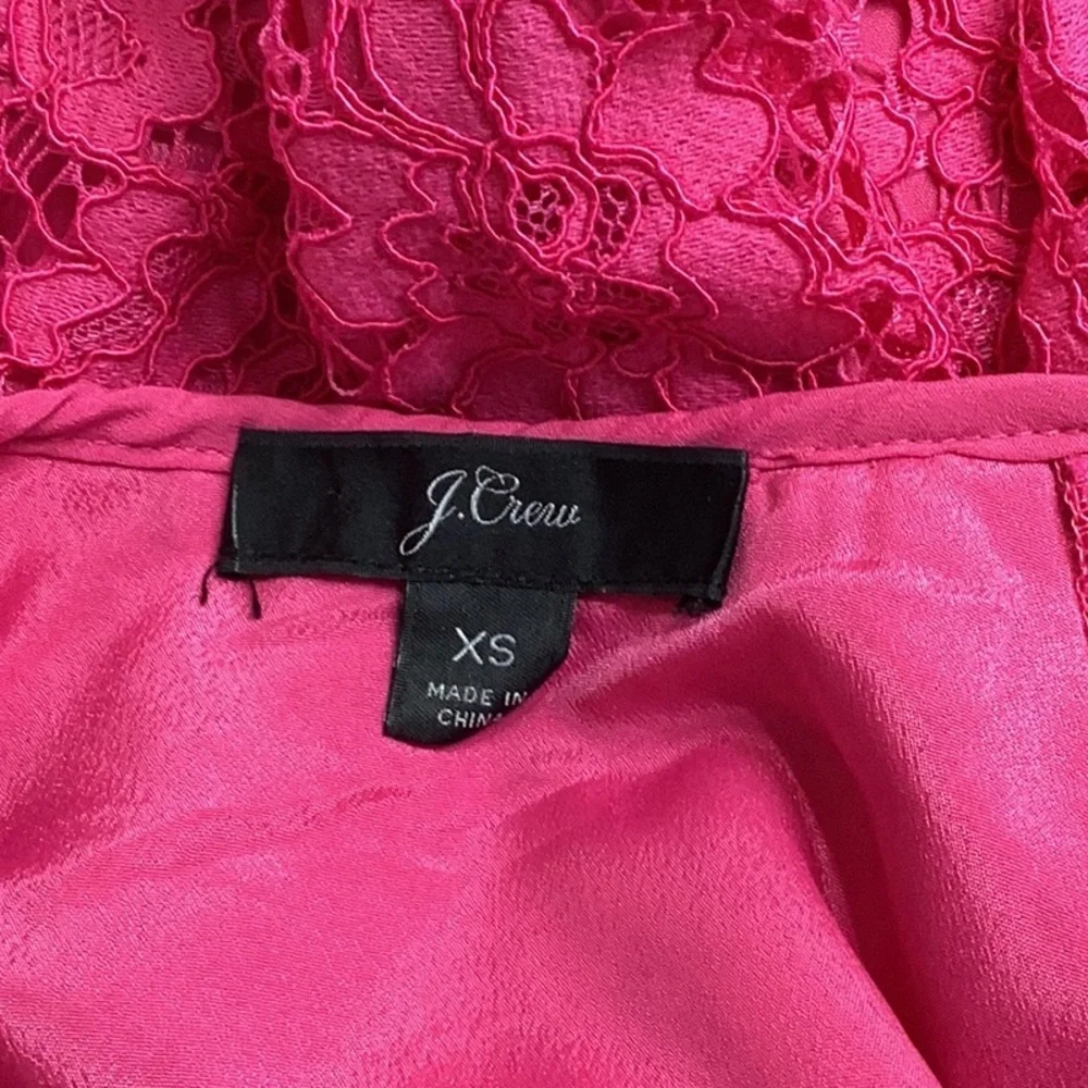 J.CREW Hot Pink Short Sleeve Lace Top